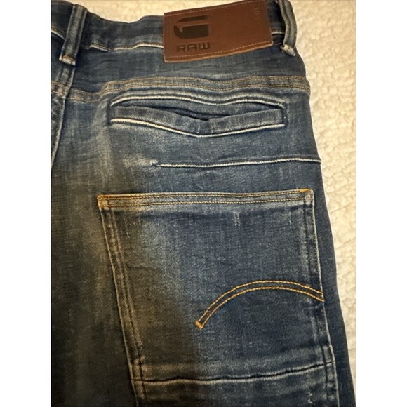 G Star Raw Jeans Mens 28/32 Blue D Staq 3D Slim Waxed Cotton Moto - Picture 5 of 12